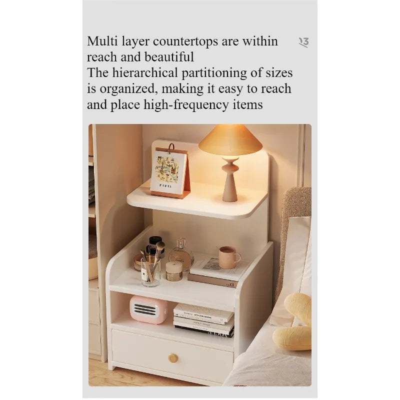 Bedside Table Small Simple Modern Household Bedroom Bedside Storage Cabinet Small Cabinet Bedside Shelf for Rental Room